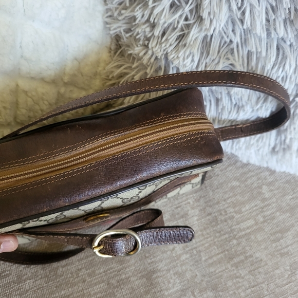 Gucci "GG" Supreme Sherry Web Camera Brown Leather Coated Canvas Cross Body - Picture 13 of 13